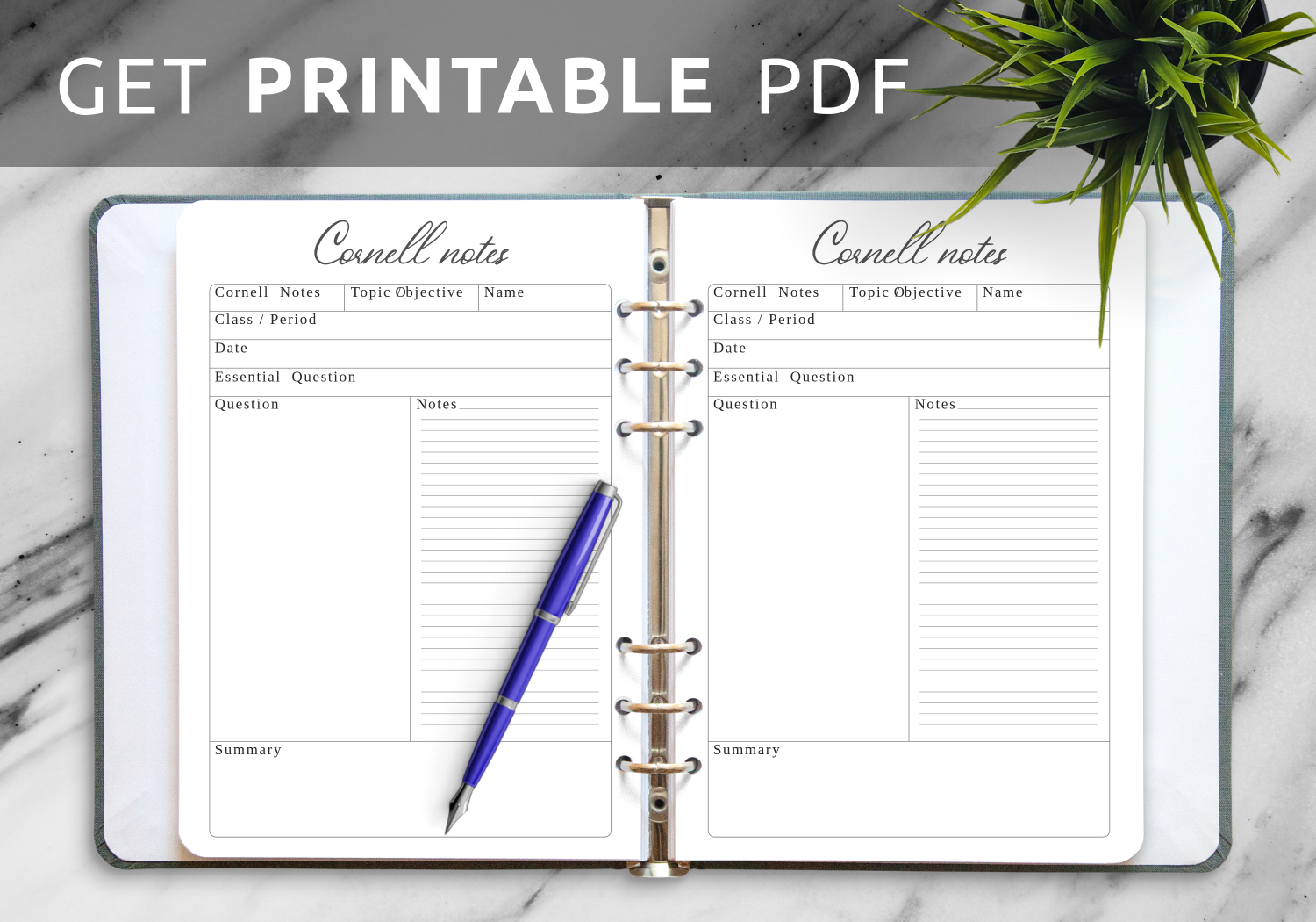 Download Printable Simple Cornell Note Taking Template PDF