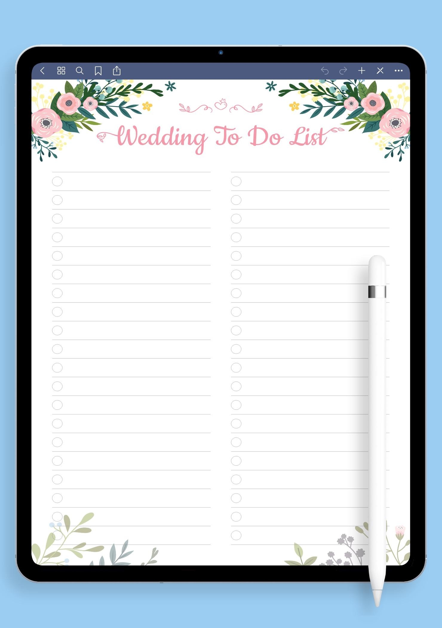 Download Printable Wedding To Do List PDF