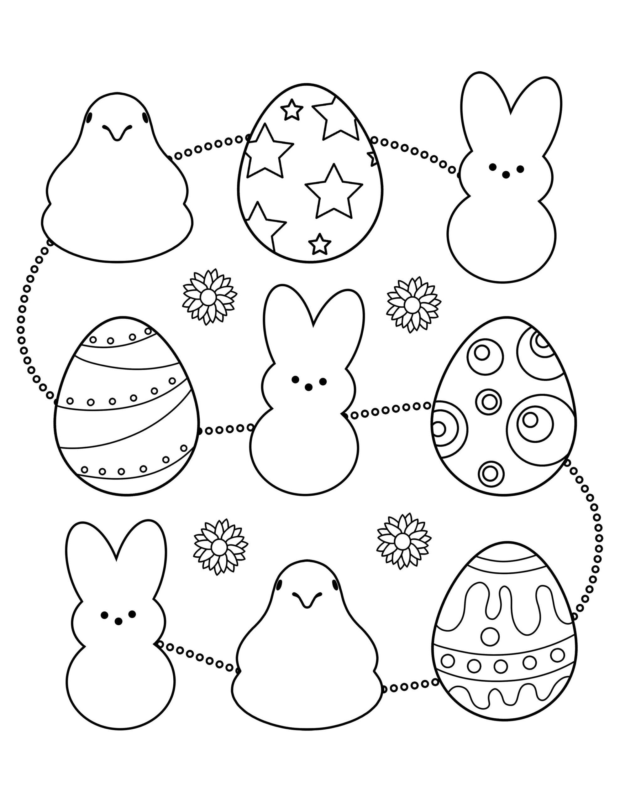 Easter Coloring Pages Printable Easter Bunny Digital Download Peeps Coloring Page Easter Basket Stuffers Easter Coloring Book Etsy