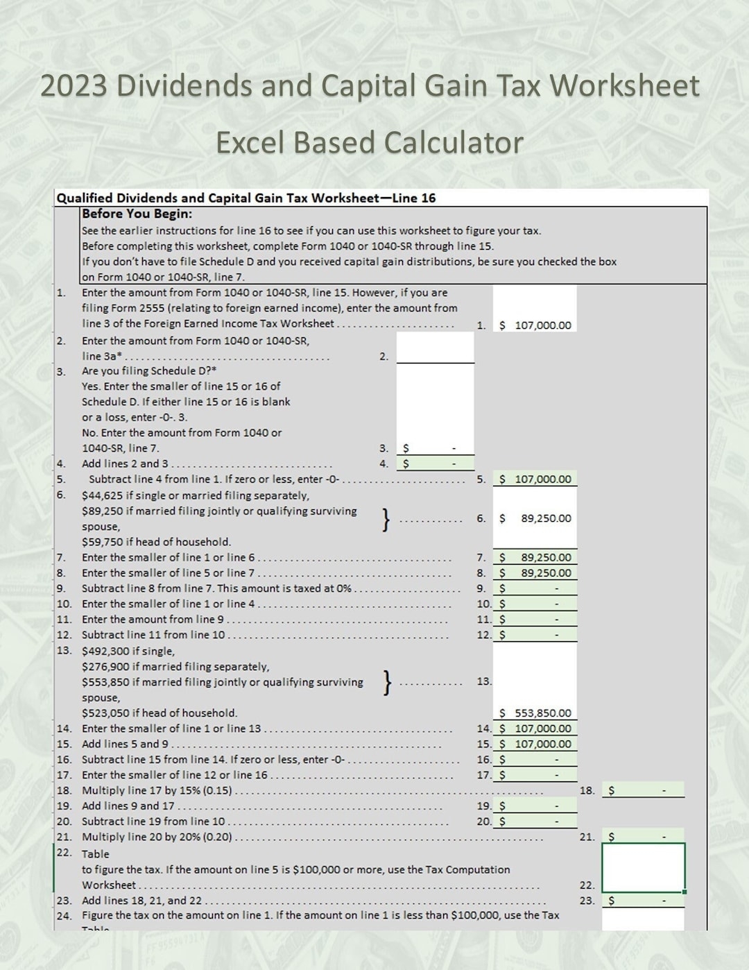 Easy Custom Calculator For 2023 Qualified Dividends And Capital Gain Tax Worksheet excel 2016 Also Includes Tax Computation Worksheet Etsy Easy Custom Calculator For 2023 Qualified Dividends And Capital Gain Tax Worksheet excel 2016 Also Includes Tax Computation Worksheet Etsy