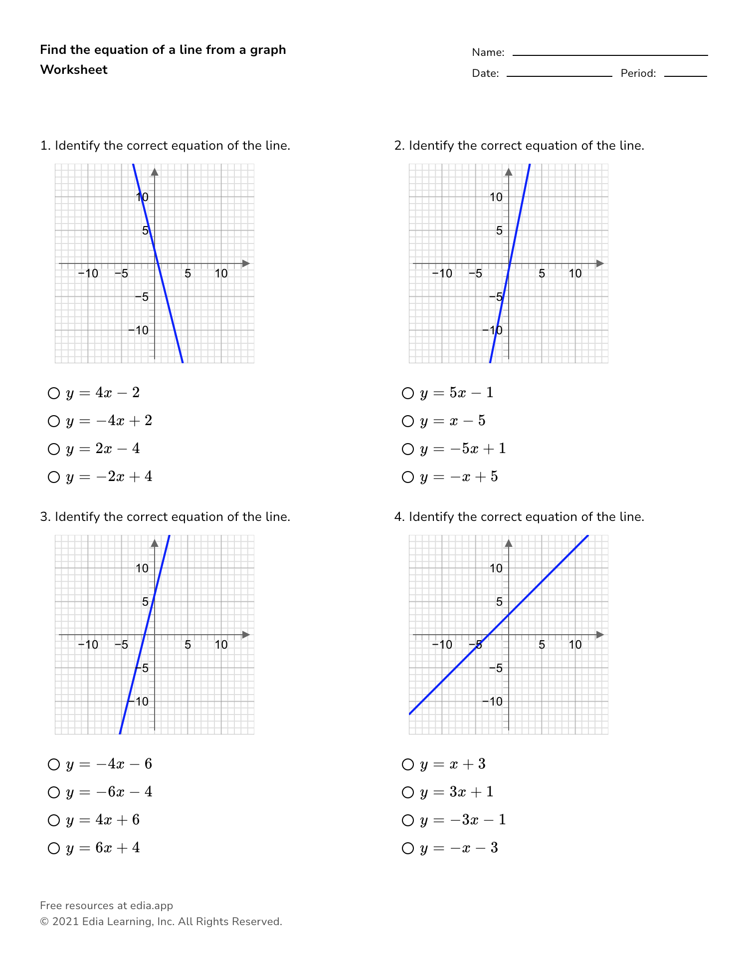plotting linear equations worksheet