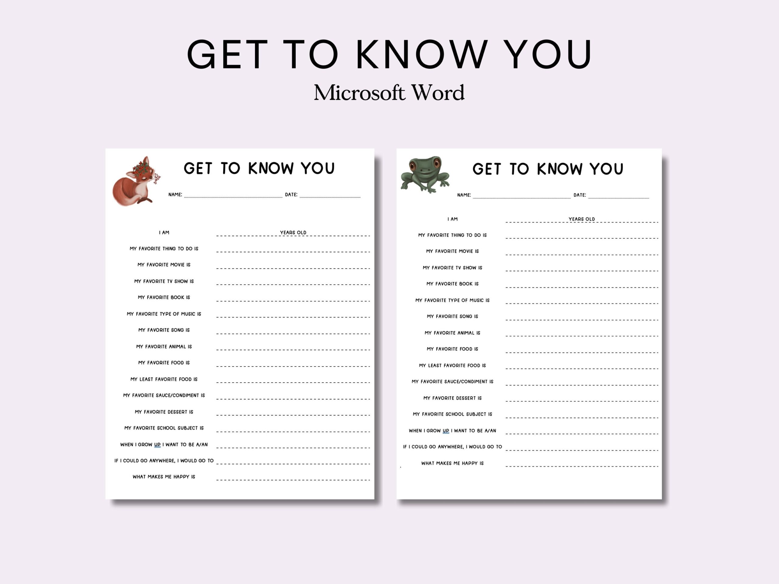 Editable Get To Know You Worksheet Digital Classroom Worksheet Team Activity Get To Know Me Worksheet First Day School Worksheet Etsy