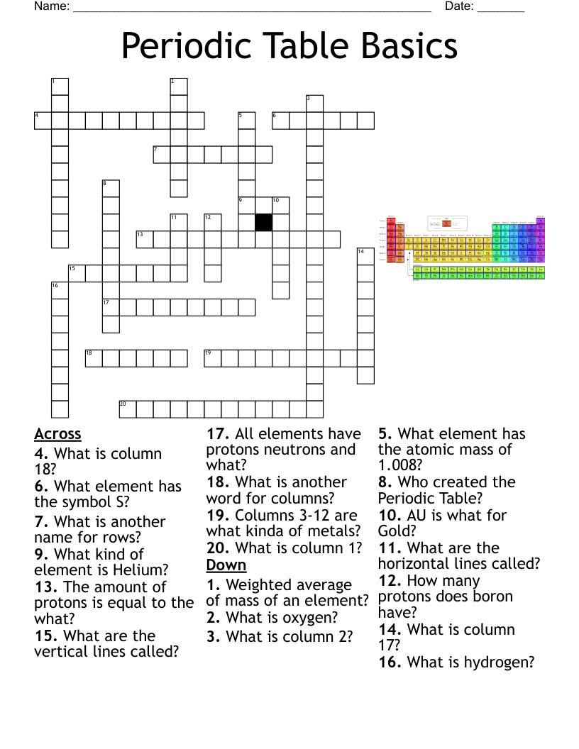 Elements Crossword WordMint