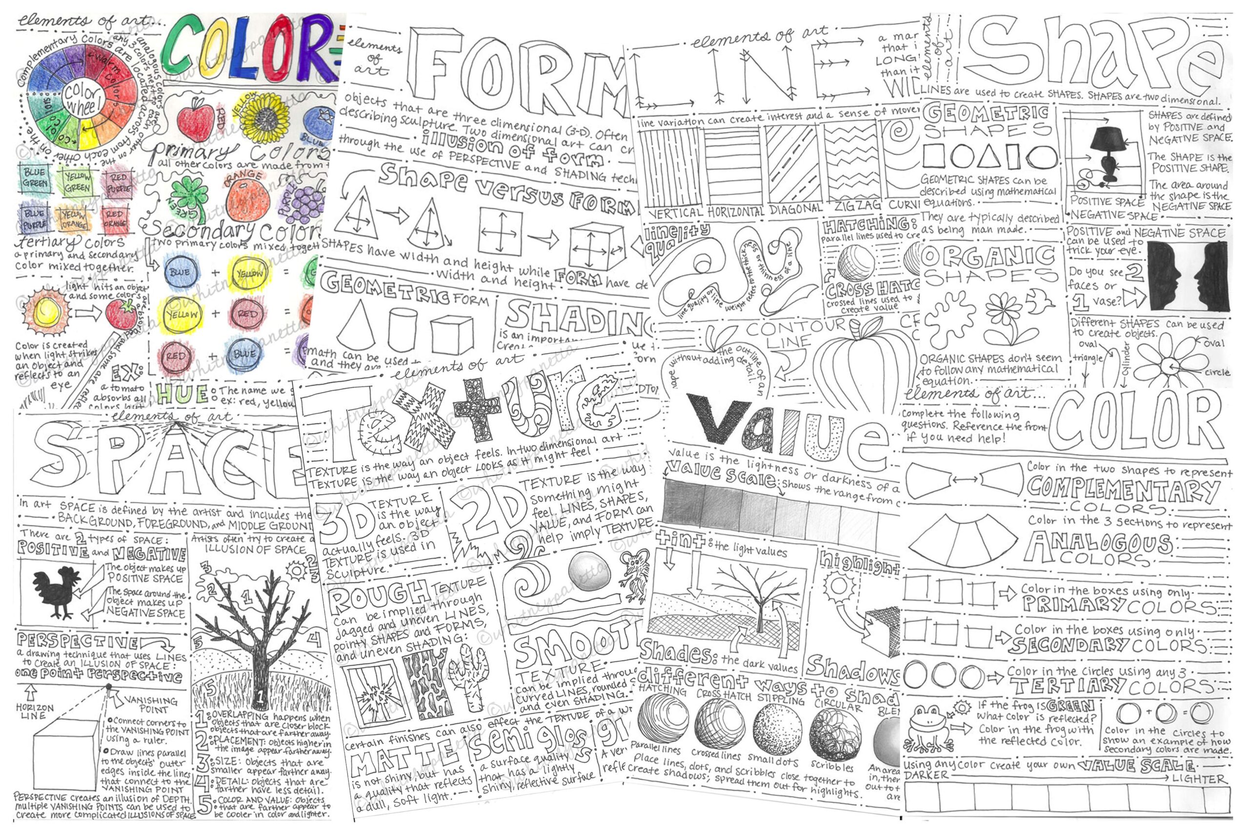 Elements Of Art Worksheet Pack Look Between The Lines