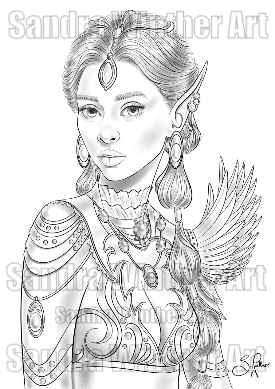 Elf Lady Printable Digital Coloring Page Etsy Elf Lady Printable Digital Coloring Page Etsy