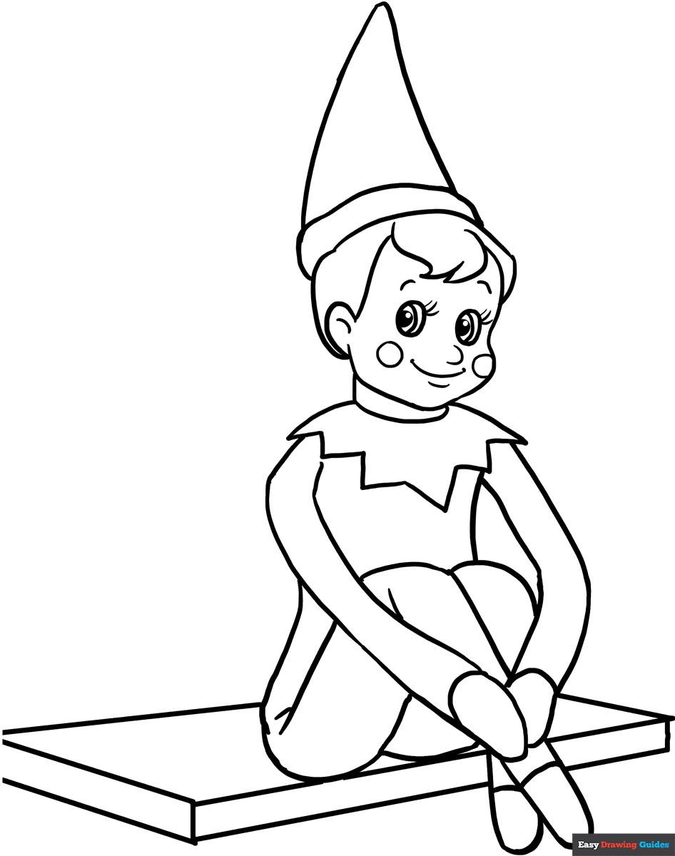 Elf On The Shelf Coloring Page Easy Drawing Guides