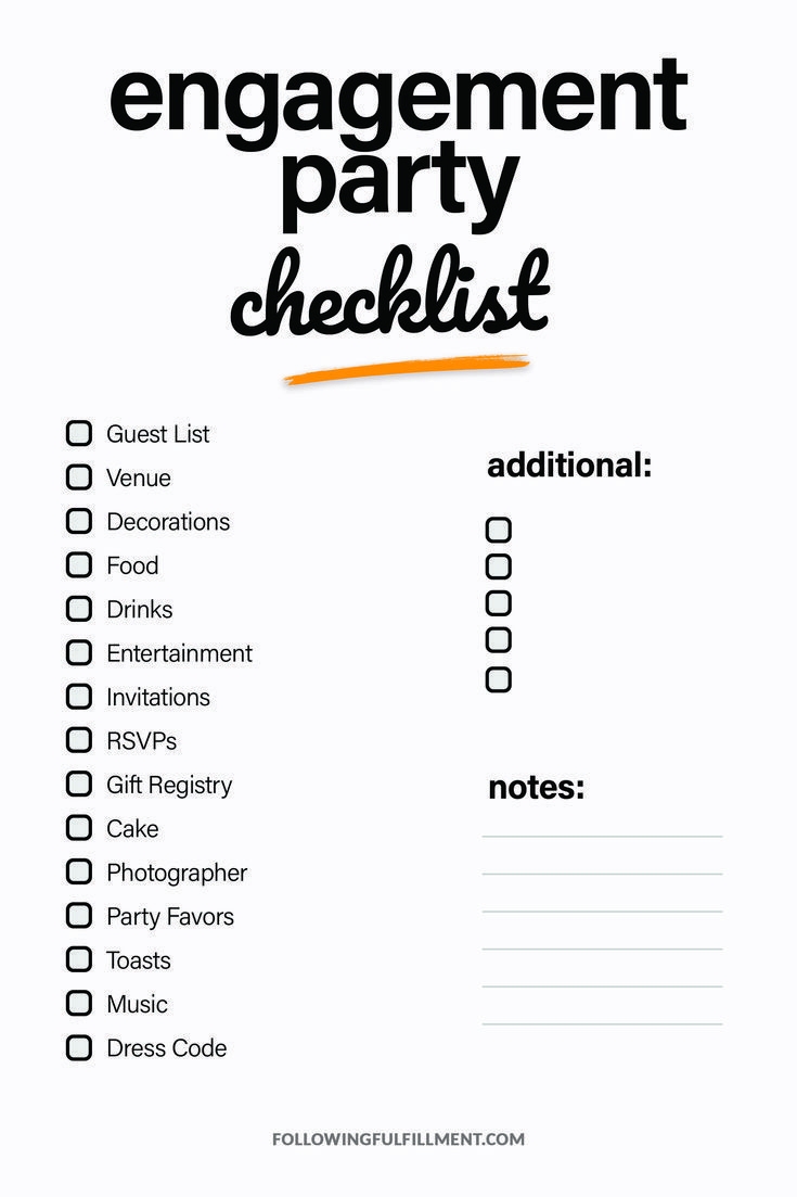 Engagement Party Checklist Engagement Party Checklist
