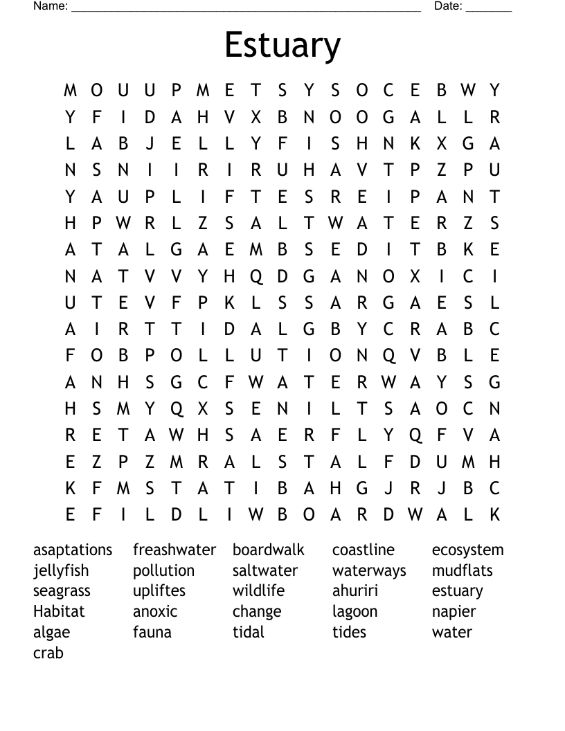 Estuary Word Search WordMint