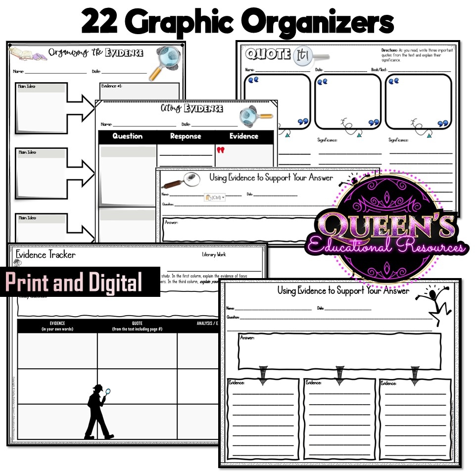 Evidence Graphic Organizers For Literary Informational Text Citing Evidence Classful