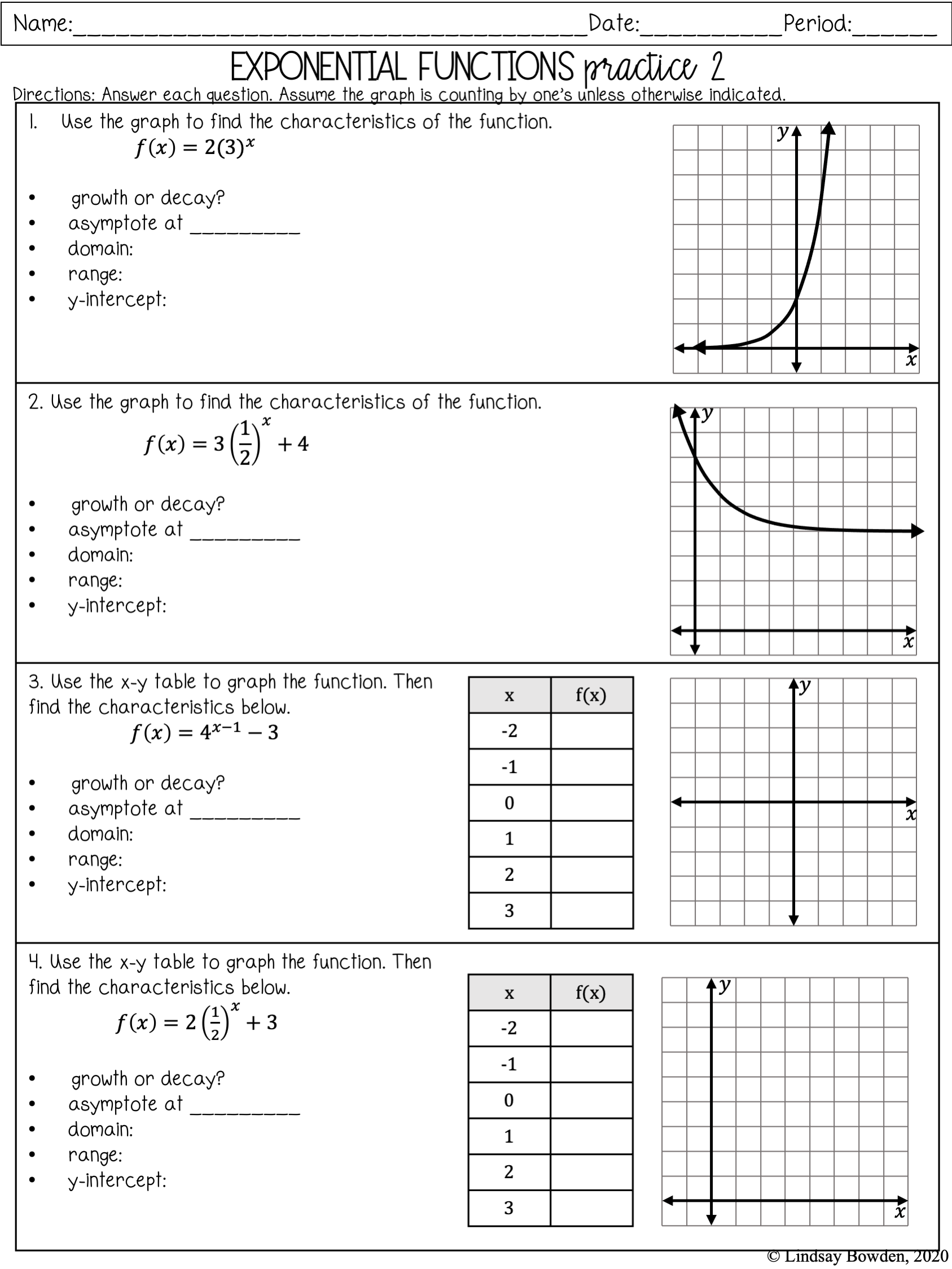 exponential functions worksheet graph the functions exponential functions worksheet graph the functions