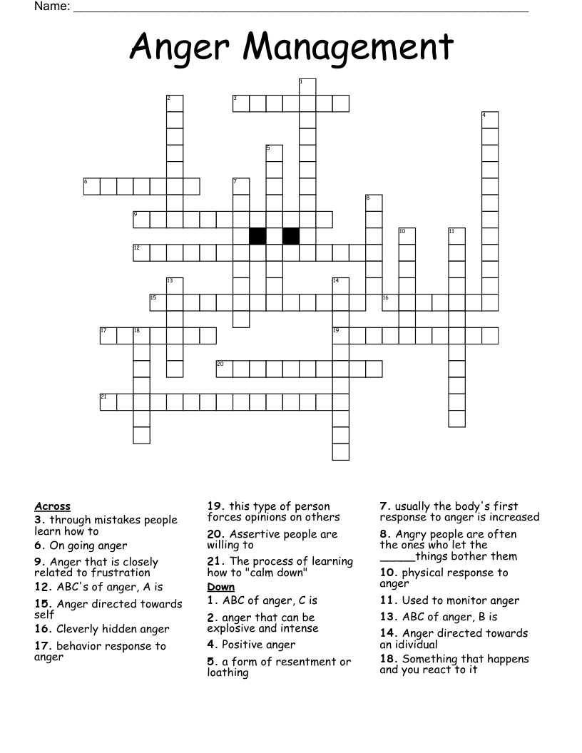 Expression Of Anger Crossword