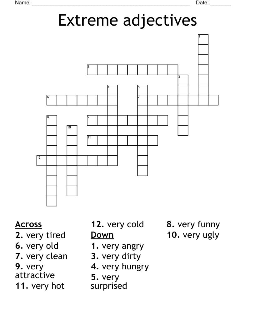 Extreme Adjectives Crossword WordMint