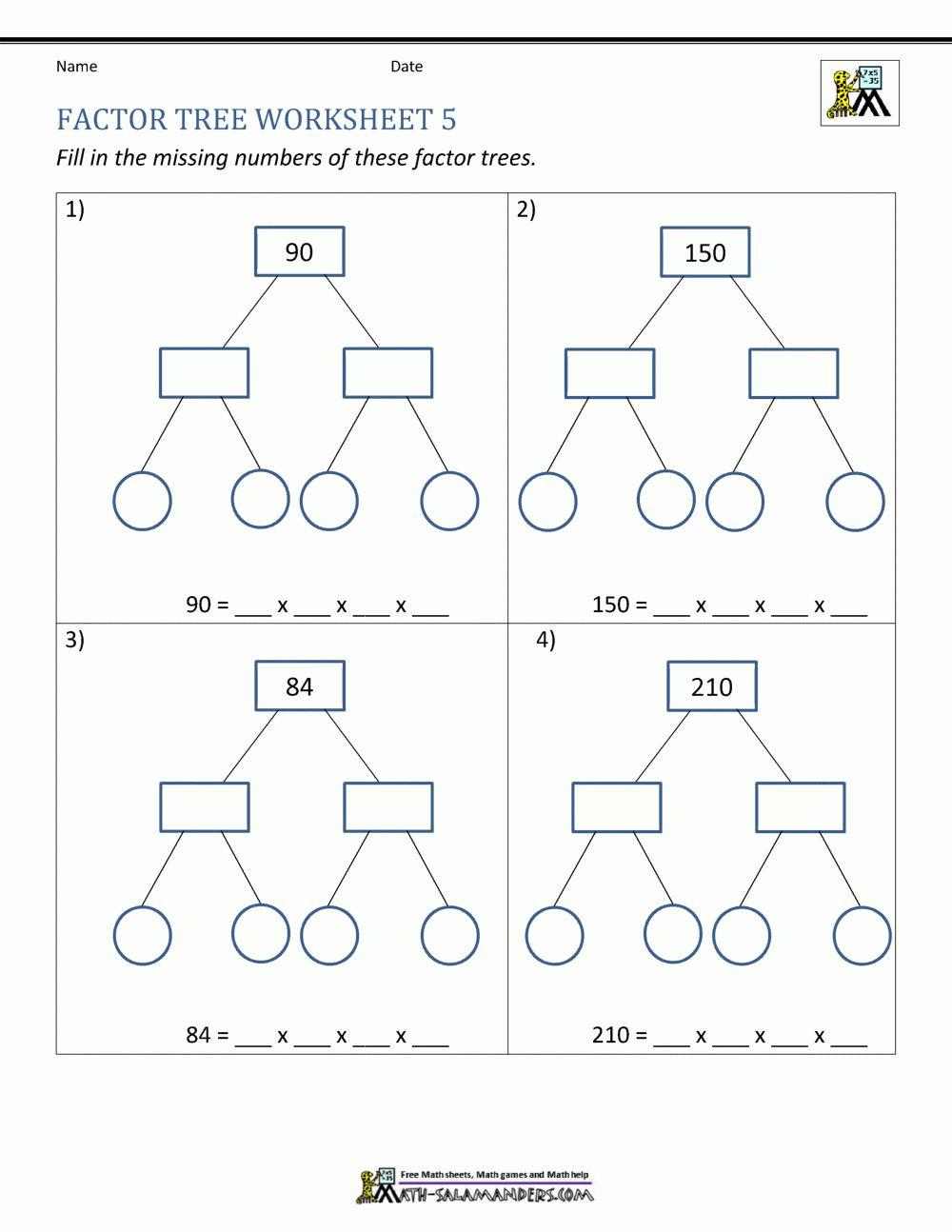 factors and prime factorization worksheets factors and prime factorization worksheets