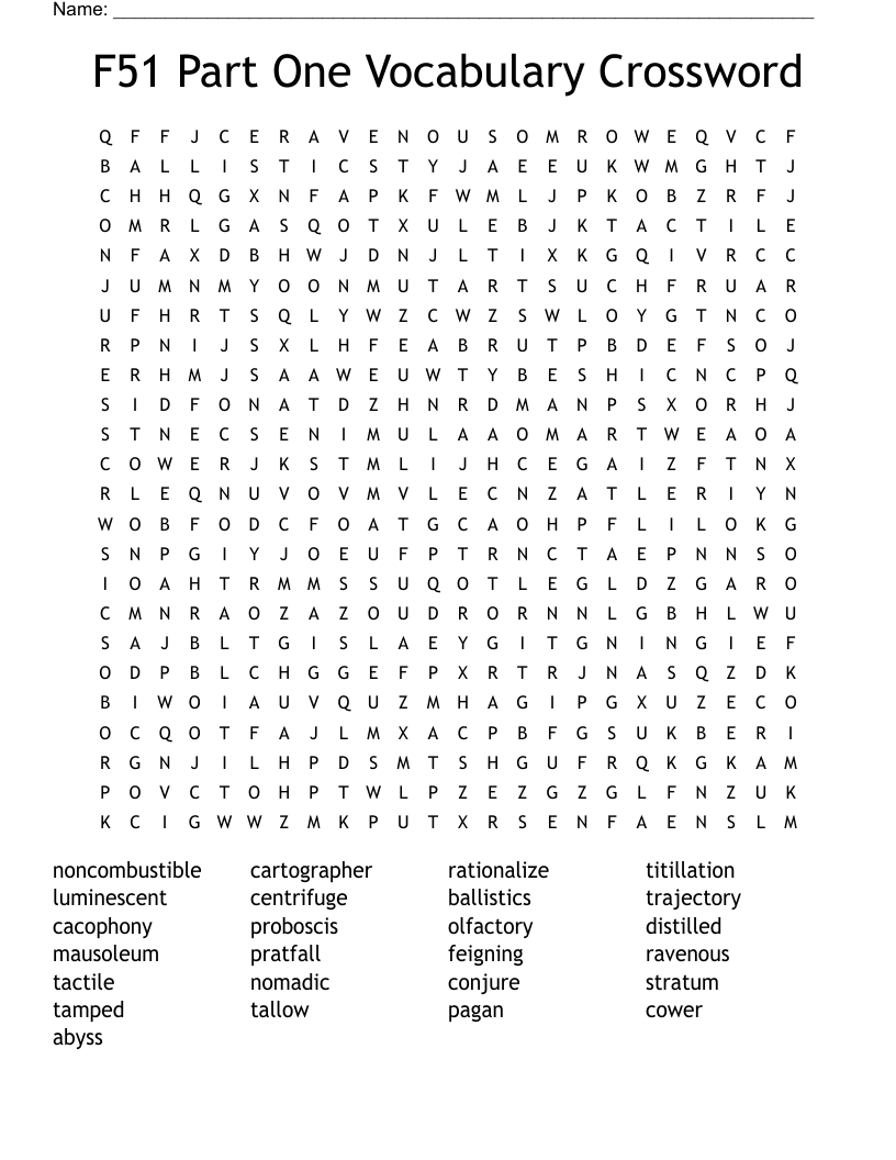 Fahrenheit 451 Section One Vocab Word Search WordMint