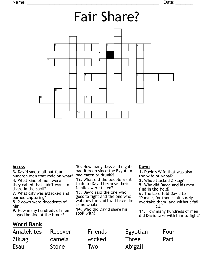 Fair Share Crossword WordMint