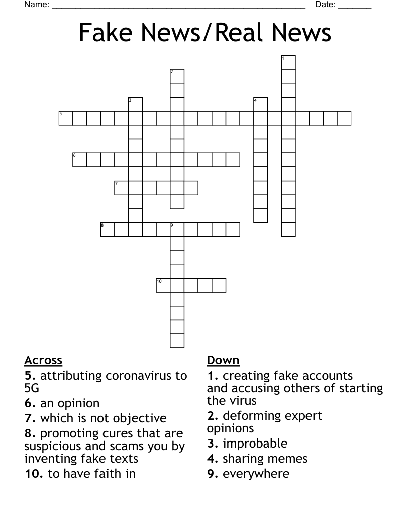 Fake News Real News Crossword WordMint