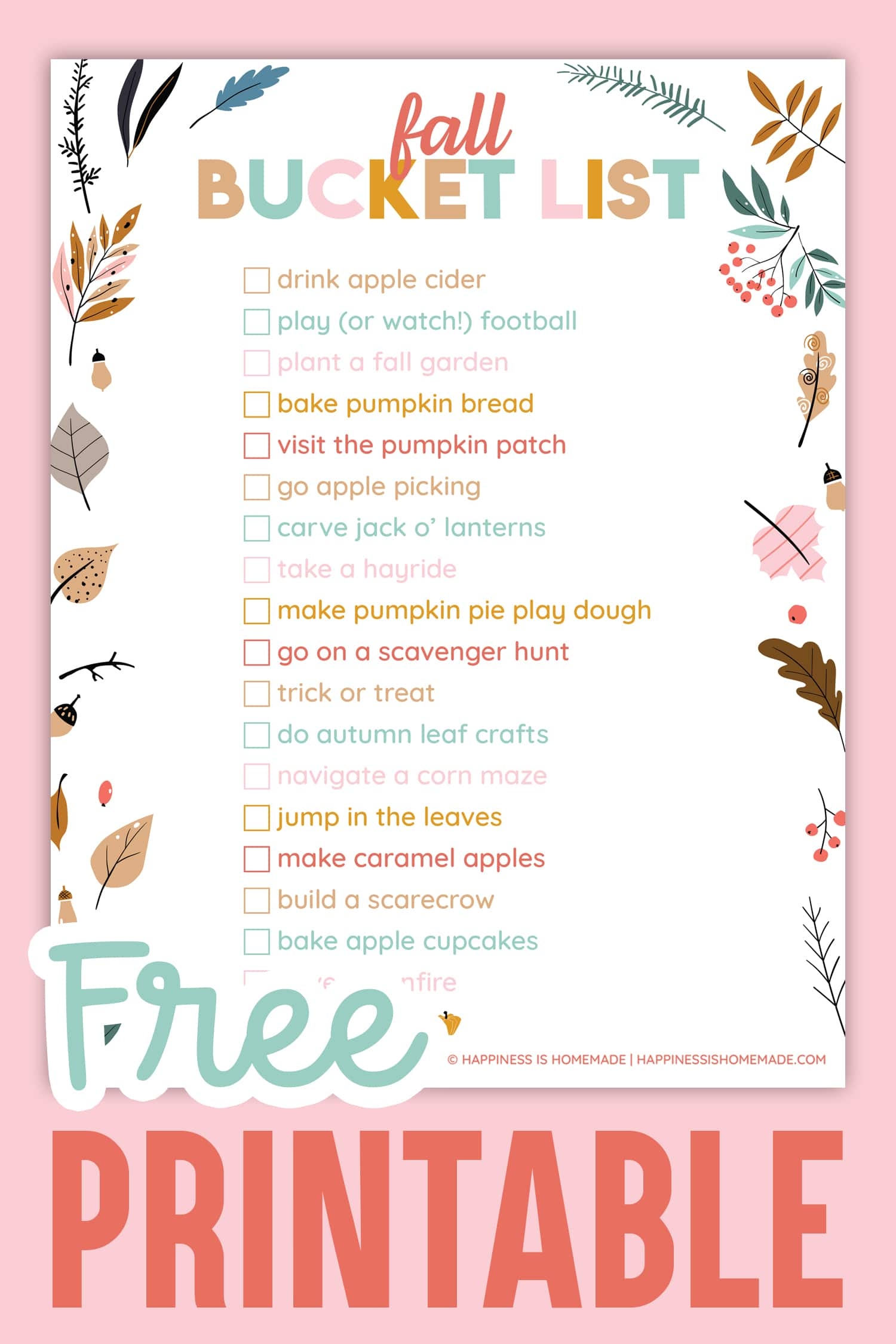Fall Bucket List Printable Activities Happiness Is Homemade Fall Bucket List Printable Activities Happiness Is Homemade