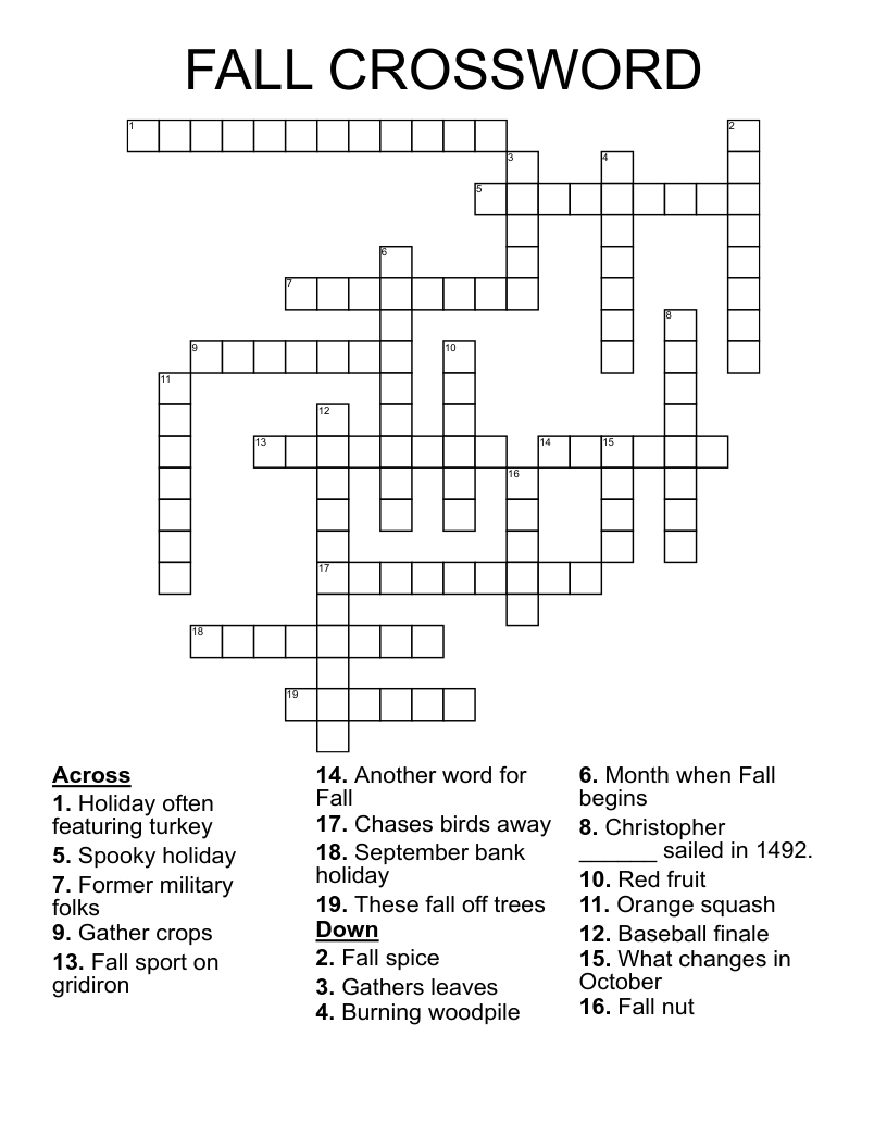 FALL CROSSWORD WordMint