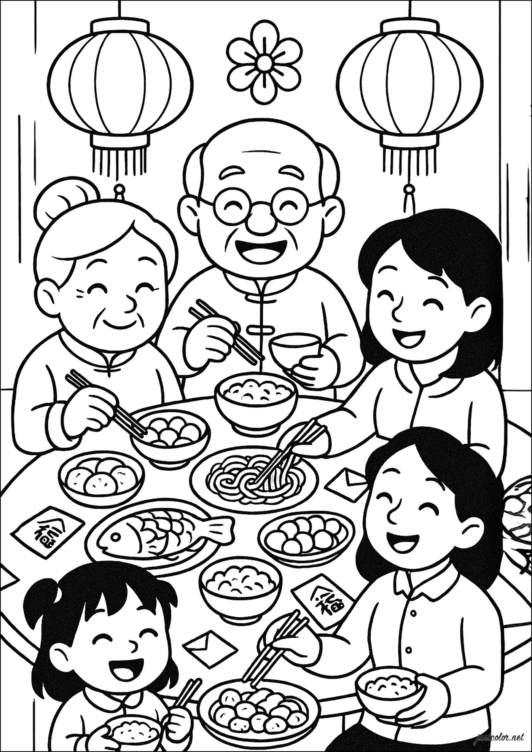 Family Meal Chinese New Year Coloring Pages For Kids Family Meal Chinese New Year Coloring Pages For Kids