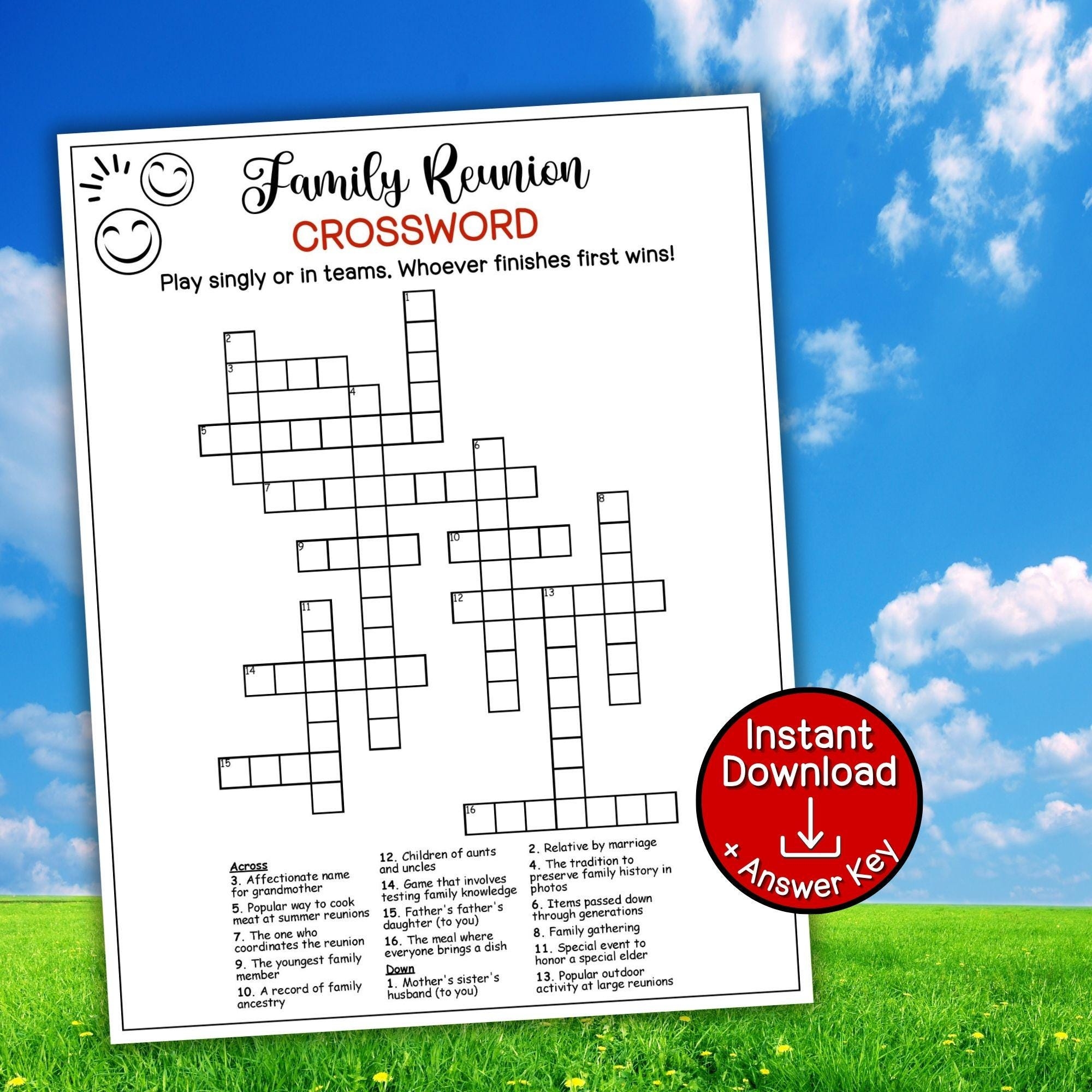 Family Reunion Crossword Puzzle Game Family Summer Gathering Family Gathering Games Family Reunion Activities Family Group Activity Etsy Canada