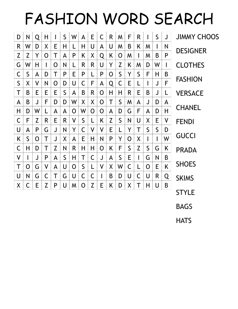 FASHION WORD SEARCH WordMint