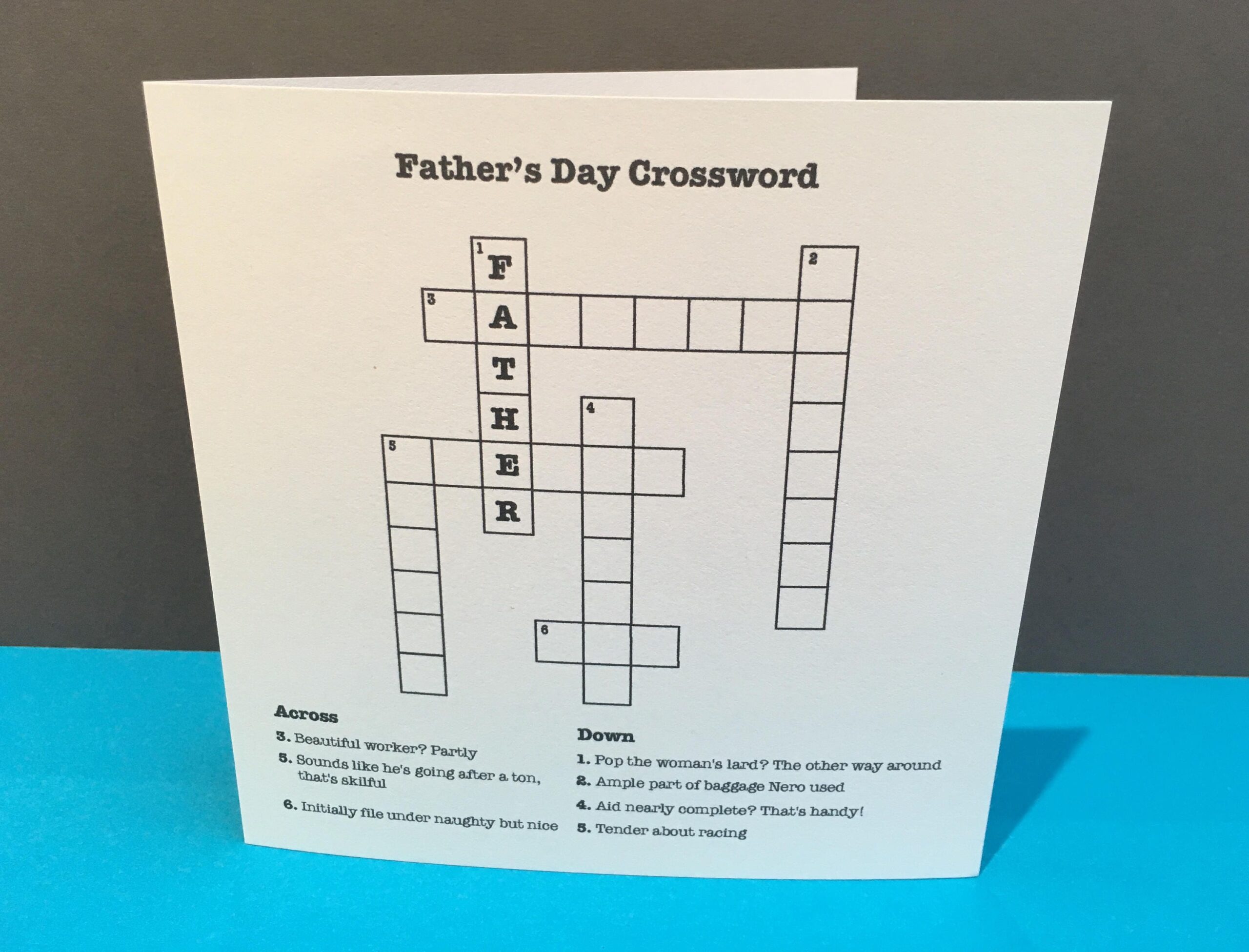 Father s Day Card Crossword Cryptic Crossword Crossword Puzzle Paper Handmade Greeting Card Card For Dad Etsy