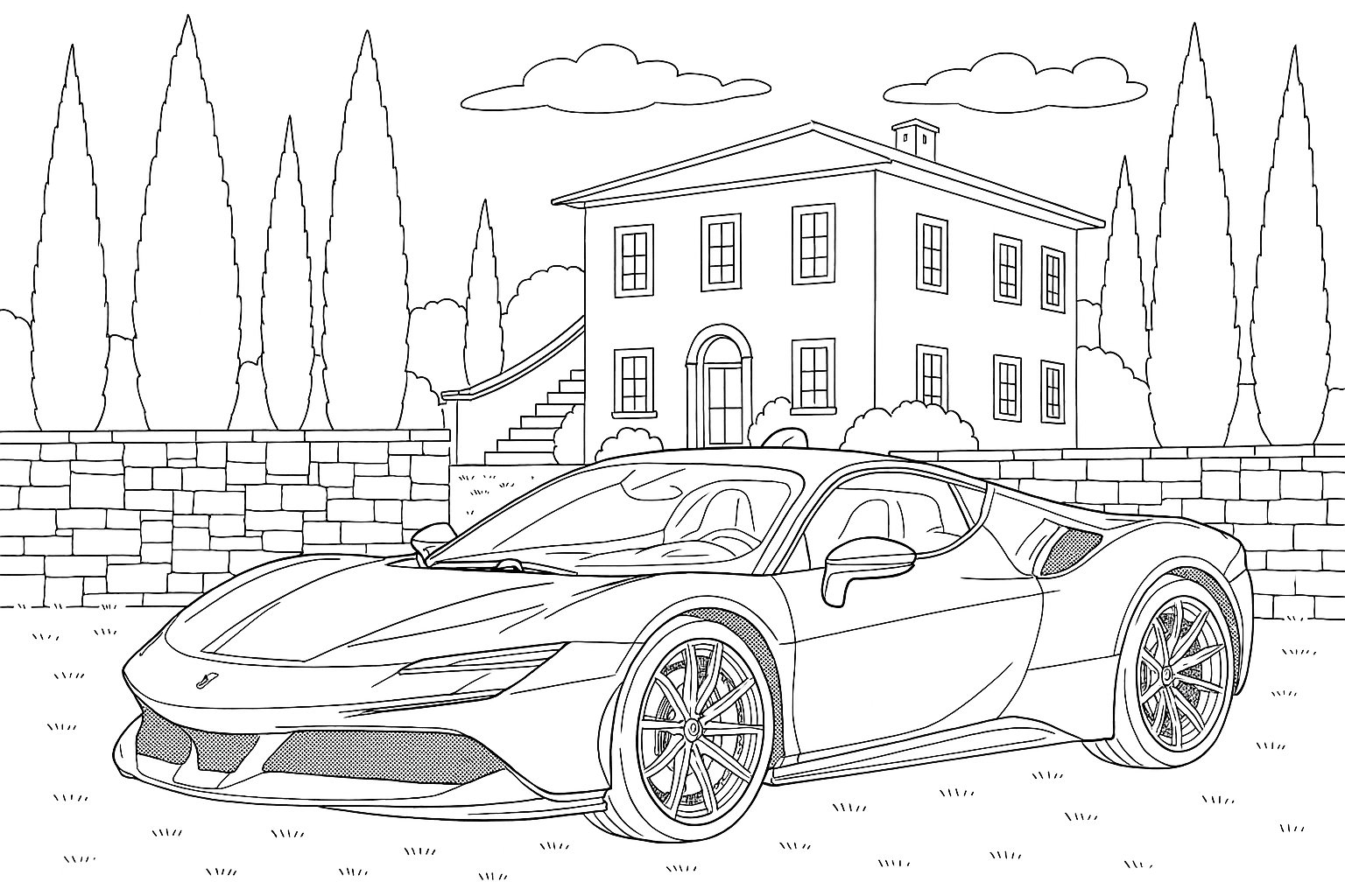 Ferrari SF90 Stradale Car Coloring Pages For Kids Ferrari SF90 Stradale Car Coloring Pages For Kids