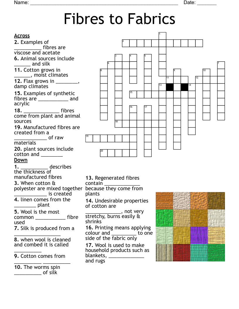 Fibres And Fabrics Crossword WordMint