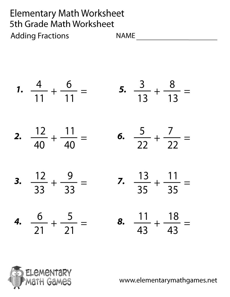 fifth grade math worksheets