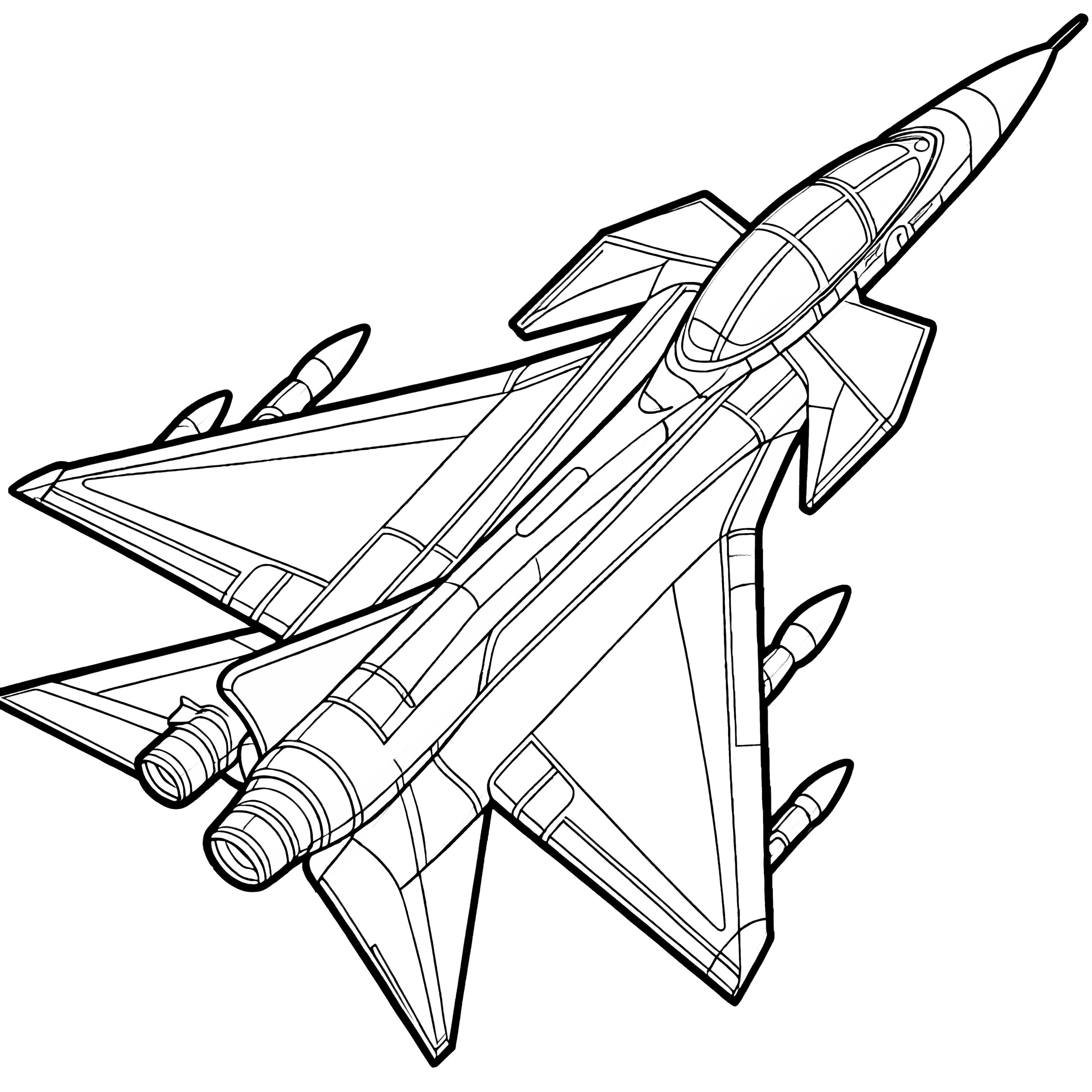 Fighter Jet Simple Coloring Page To Download free 