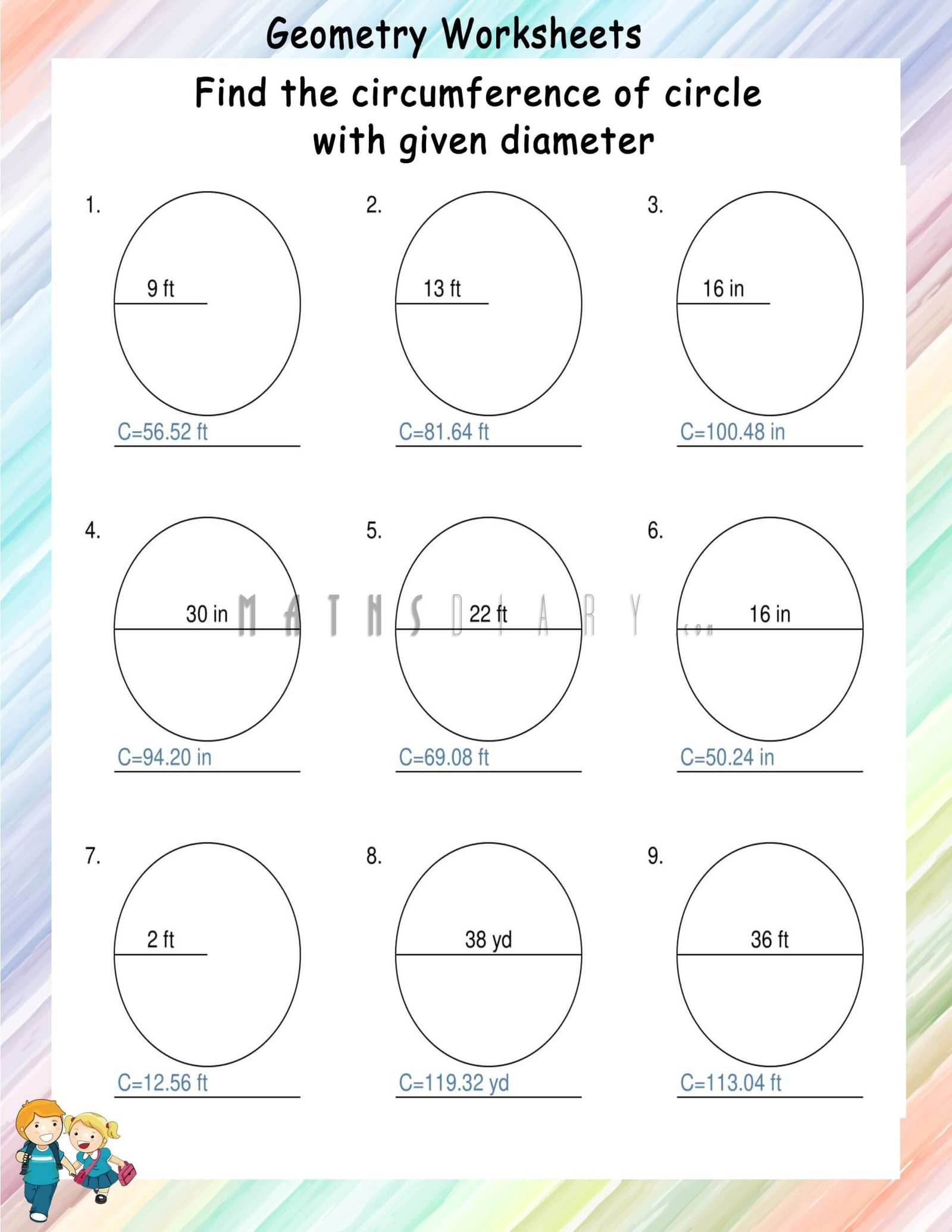 worksheet for circumference of a circle worksheet for circumference of a circle