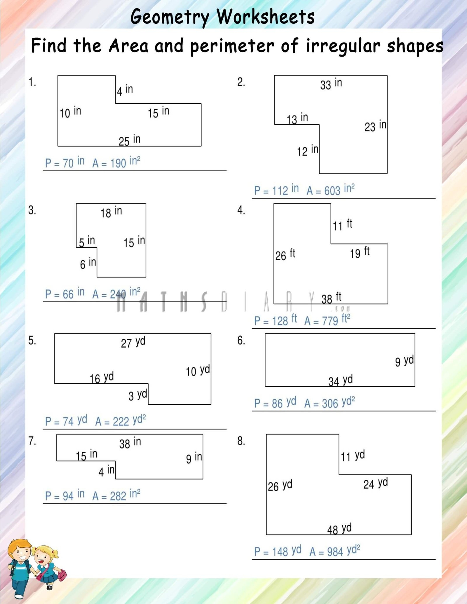 area of irregular shapes worksheet