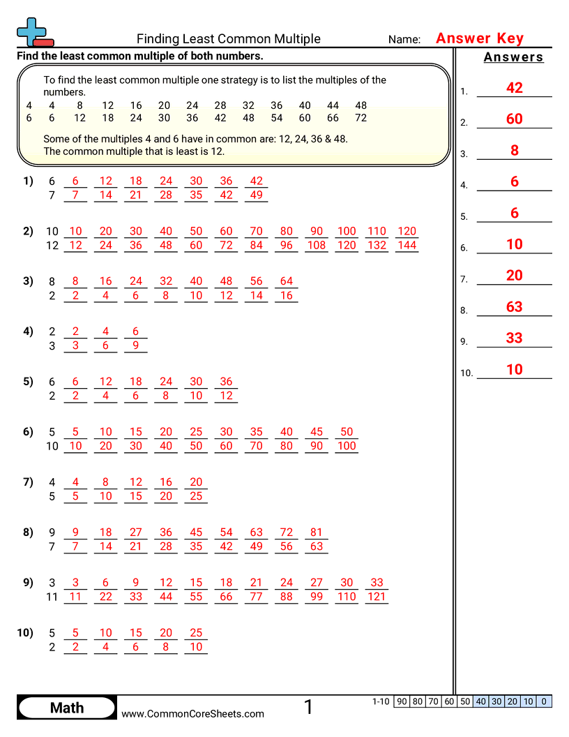 lowest common factor worksheet lowest common factor worksheet