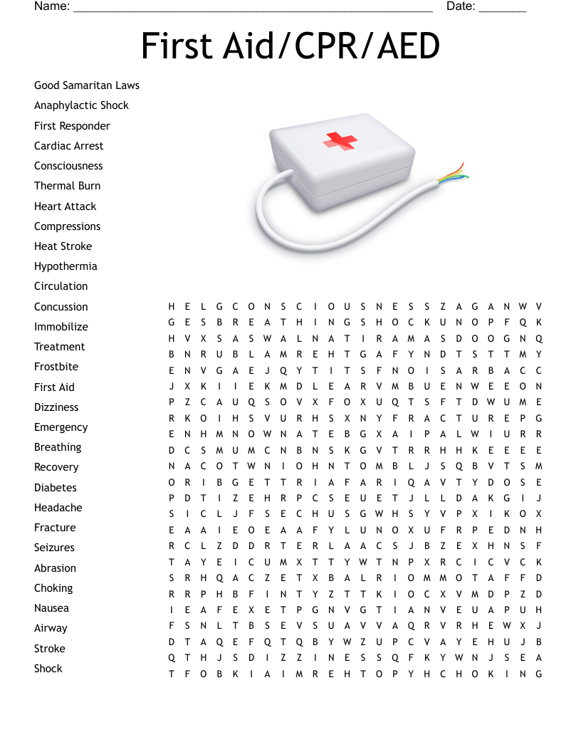First Aid Burns Crossword WordMint