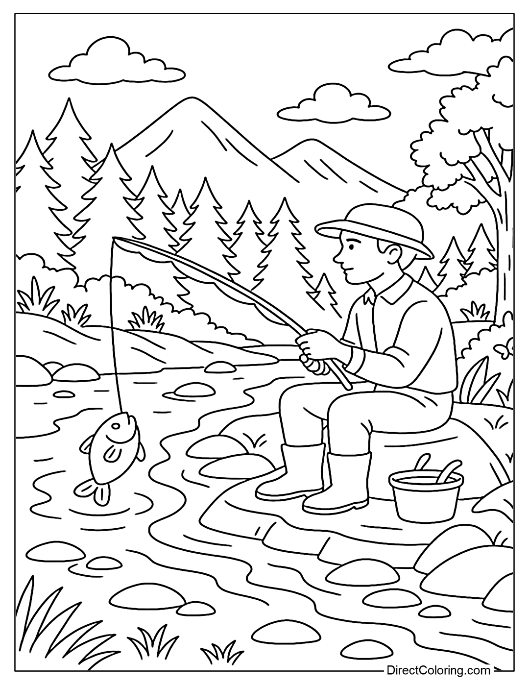 Fishing Coloring Pages Free PDF To Download And Print