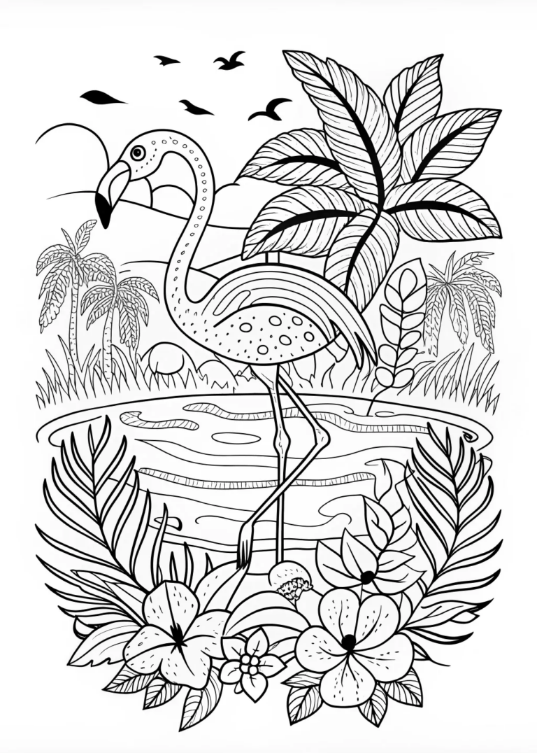 Flamingos By The Water Coloring Page Free Printable Flamingos By The Water Coloring Page Free Printable