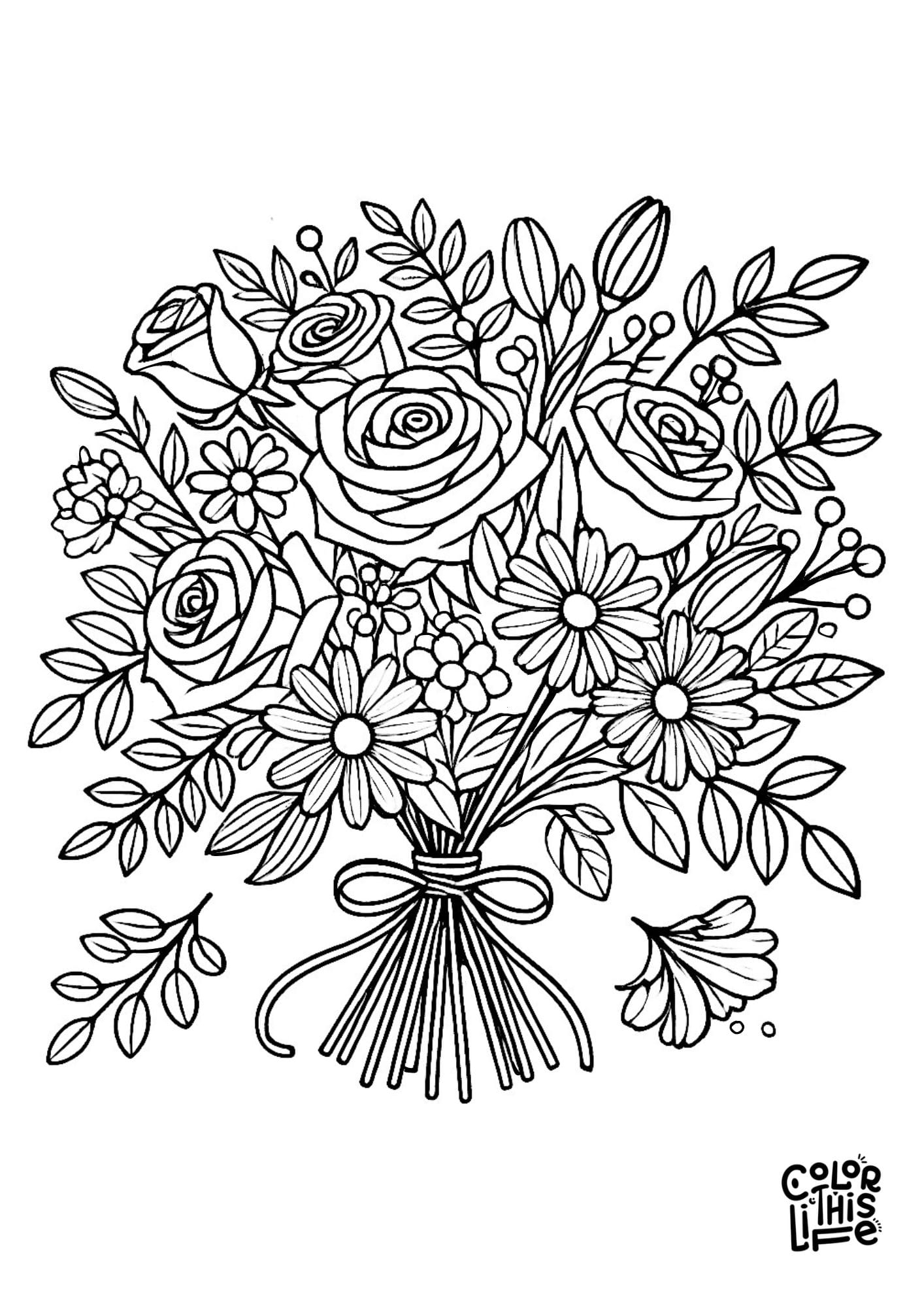 Flower Bouquet Coloring Pages Free Printable Flower Bouquet Coloring Pages Free Printable