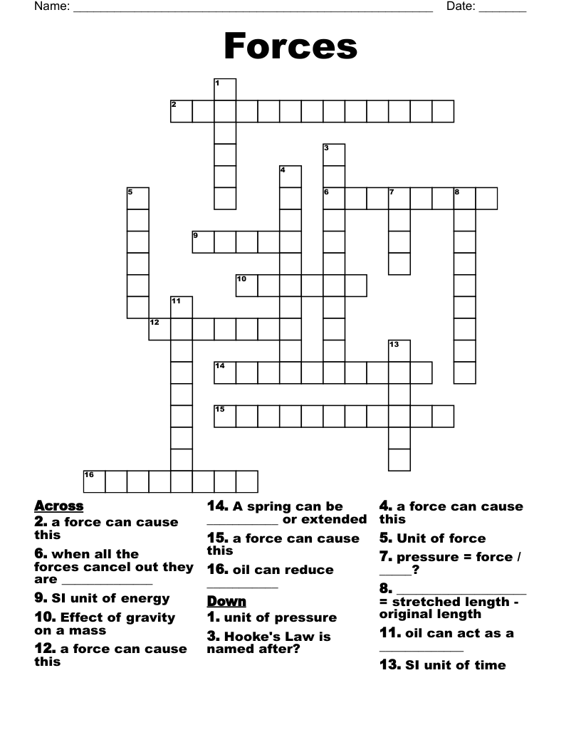 Forces Crossword WordMint