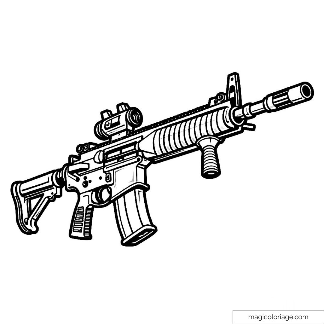 Fortnite Assault Rifle Coloring Page For Adults