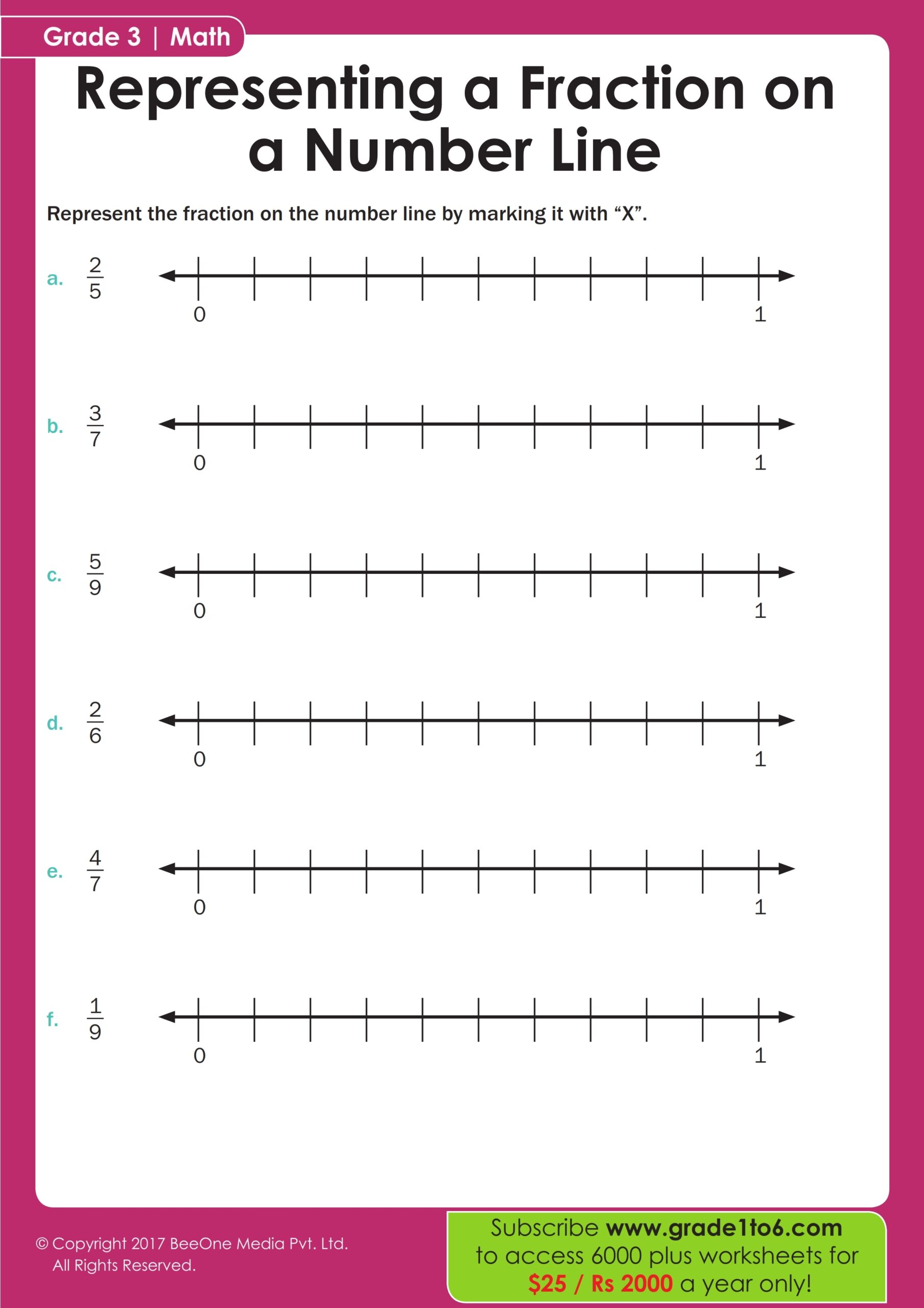Fractions On A Number Line Worksheet For Grade 3 Fractions On A Number Line Worksheet For Grade 3