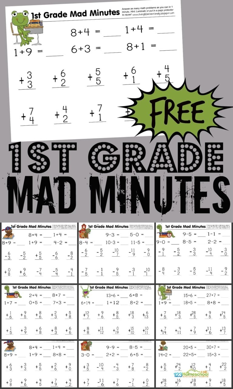 FREE 1st Grade Printable Math Worksheets First Grade Mad Minutes FREE 1st Grade Printable Math Worksheets First Grade Mad Minutes