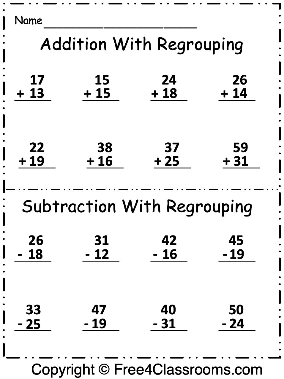 adding and subtracting worksheet