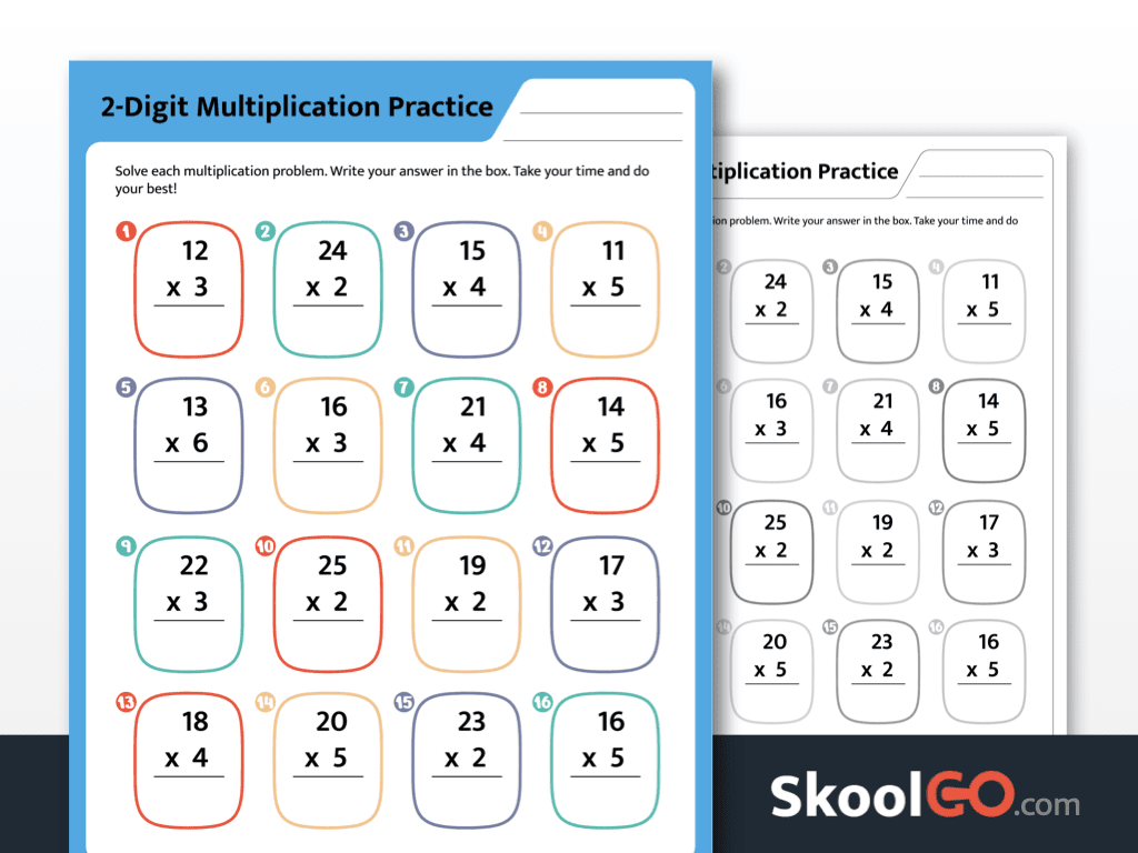 Free 2 Digit Multiplication Worksheet For Grades 2 4 Free 2 Digit Multiplication Worksheet For Grades 2 4