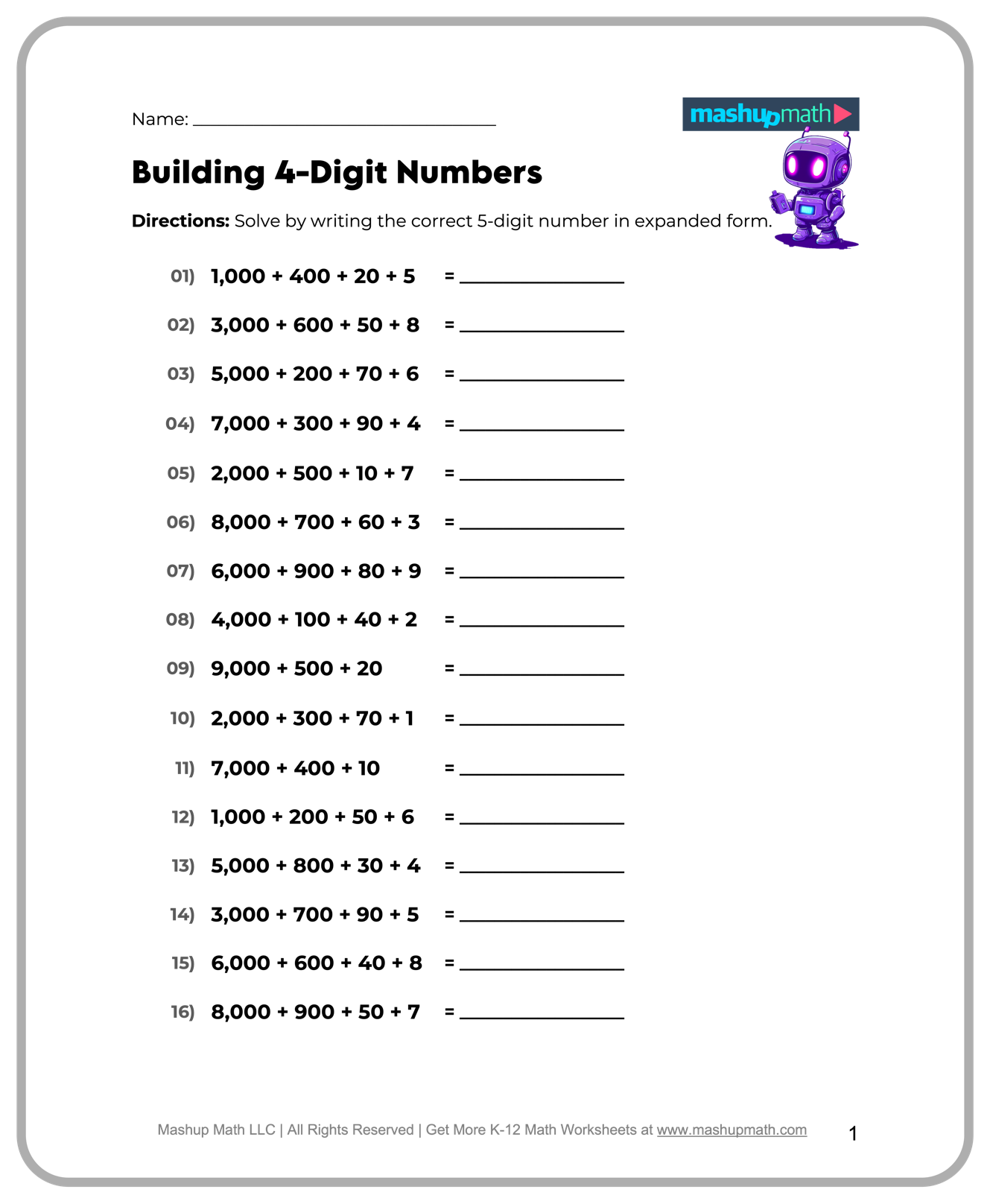 math worksheets for fifth graders