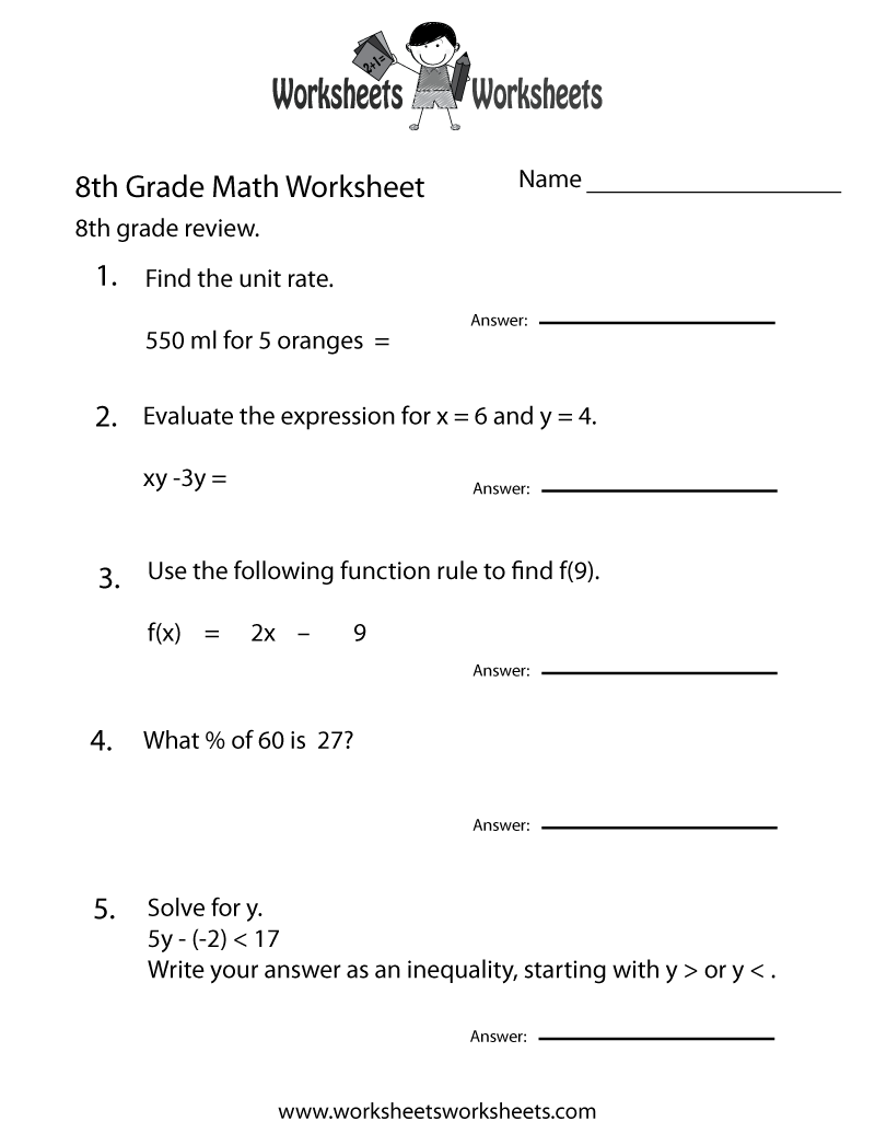 8th grade science worksheets