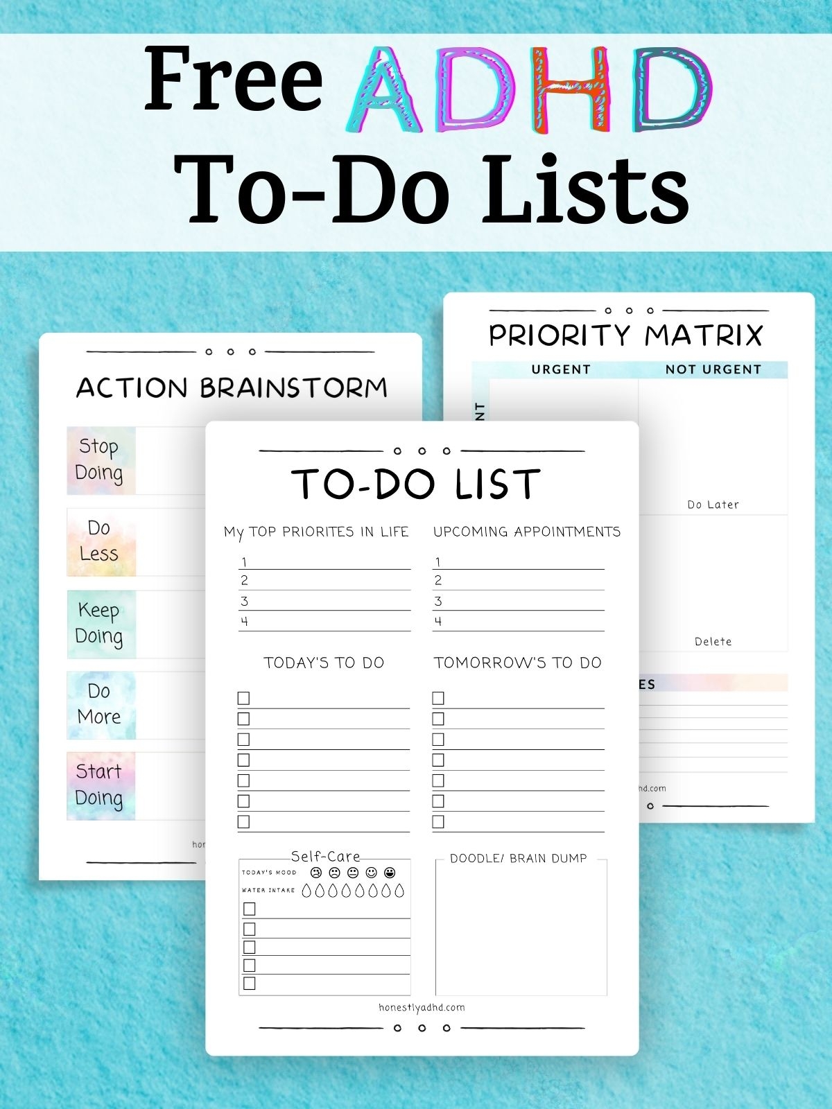 Free ADHD friendly To Do List 3 Printable Templates Honestly ADHD