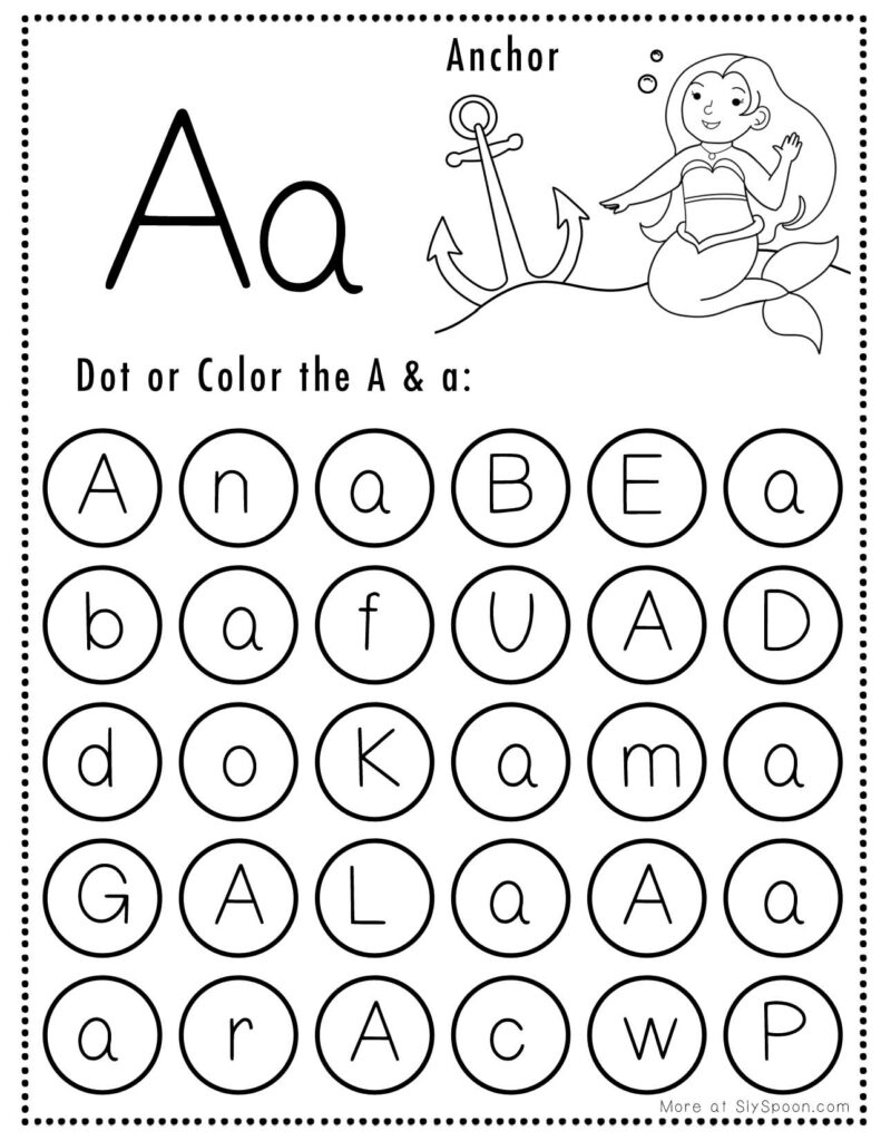 worksheet for the letter a
