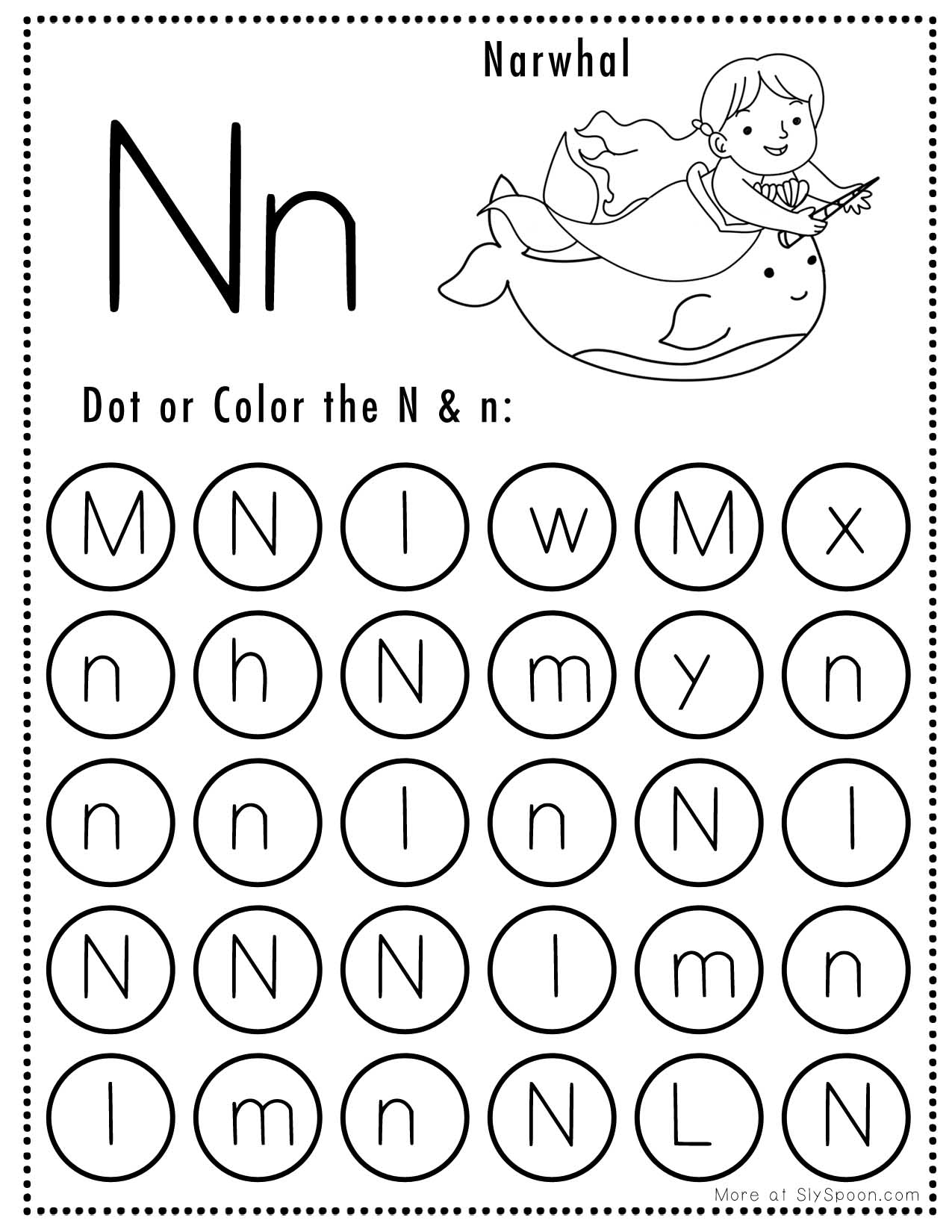 letter n worksheets for preschool