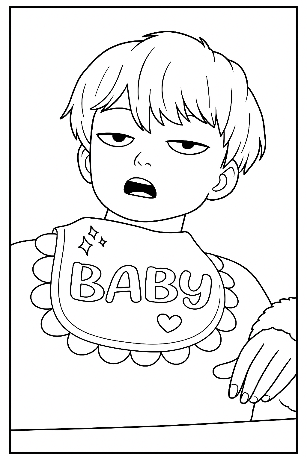 Free Baby Saja Sitting With Zoey And Mystery Coloring Pages Printable PDF No Login Saja Boys KPop Demon Hunters