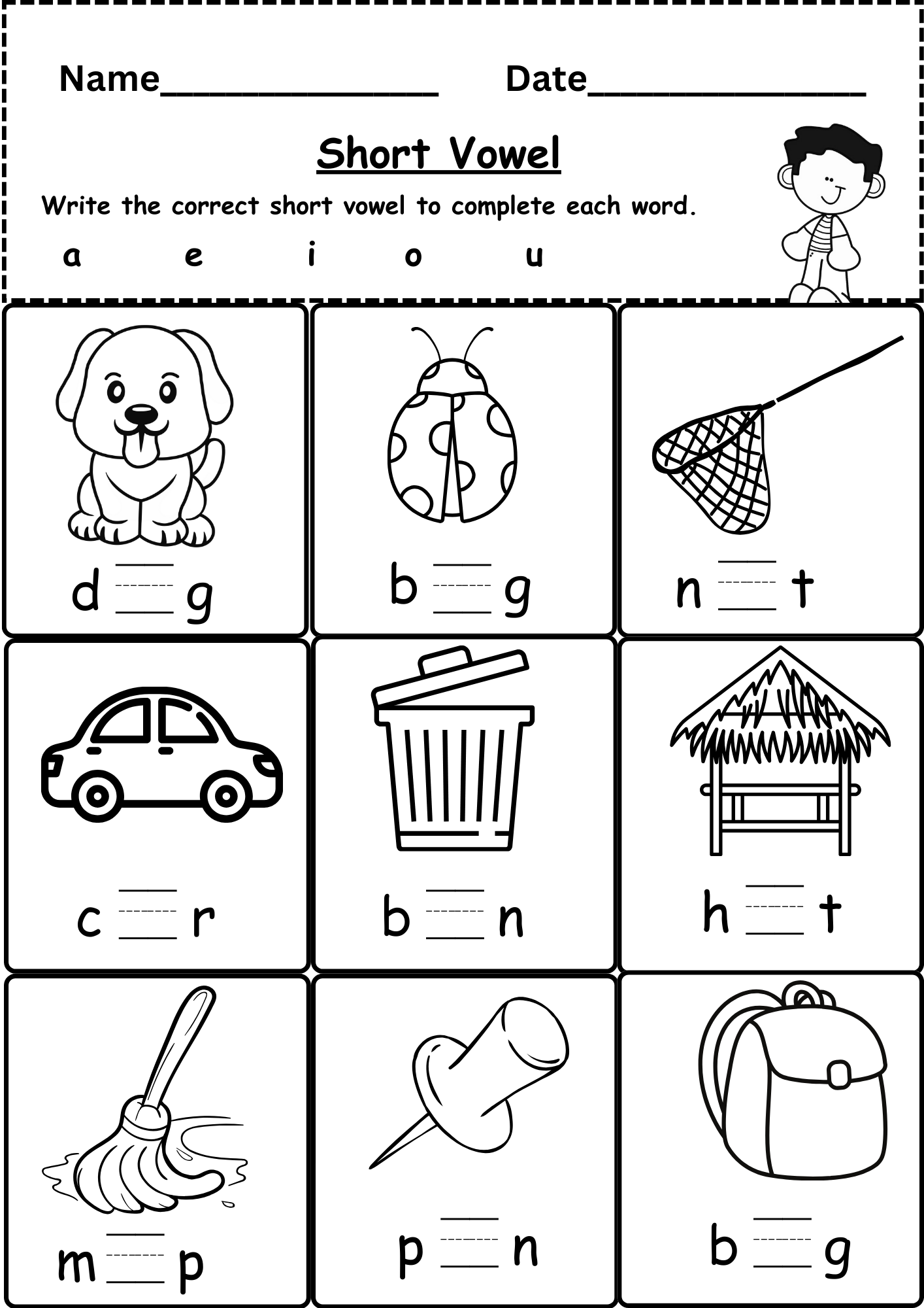 cvc words for kindergarten worksheets